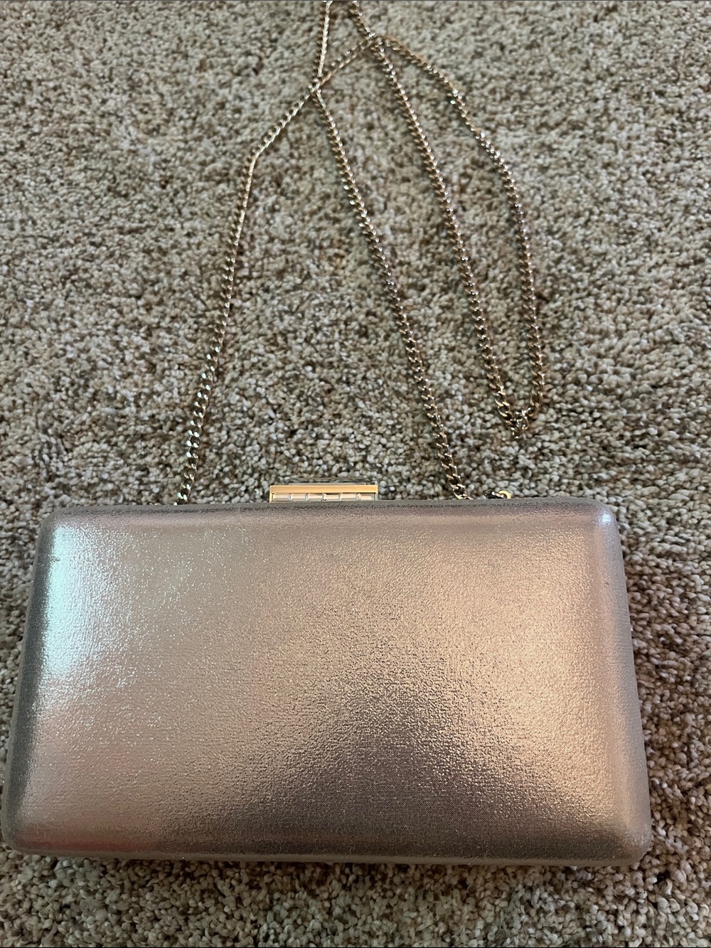 Nordstrom metallic rose gold chain clutch evening /formal wear